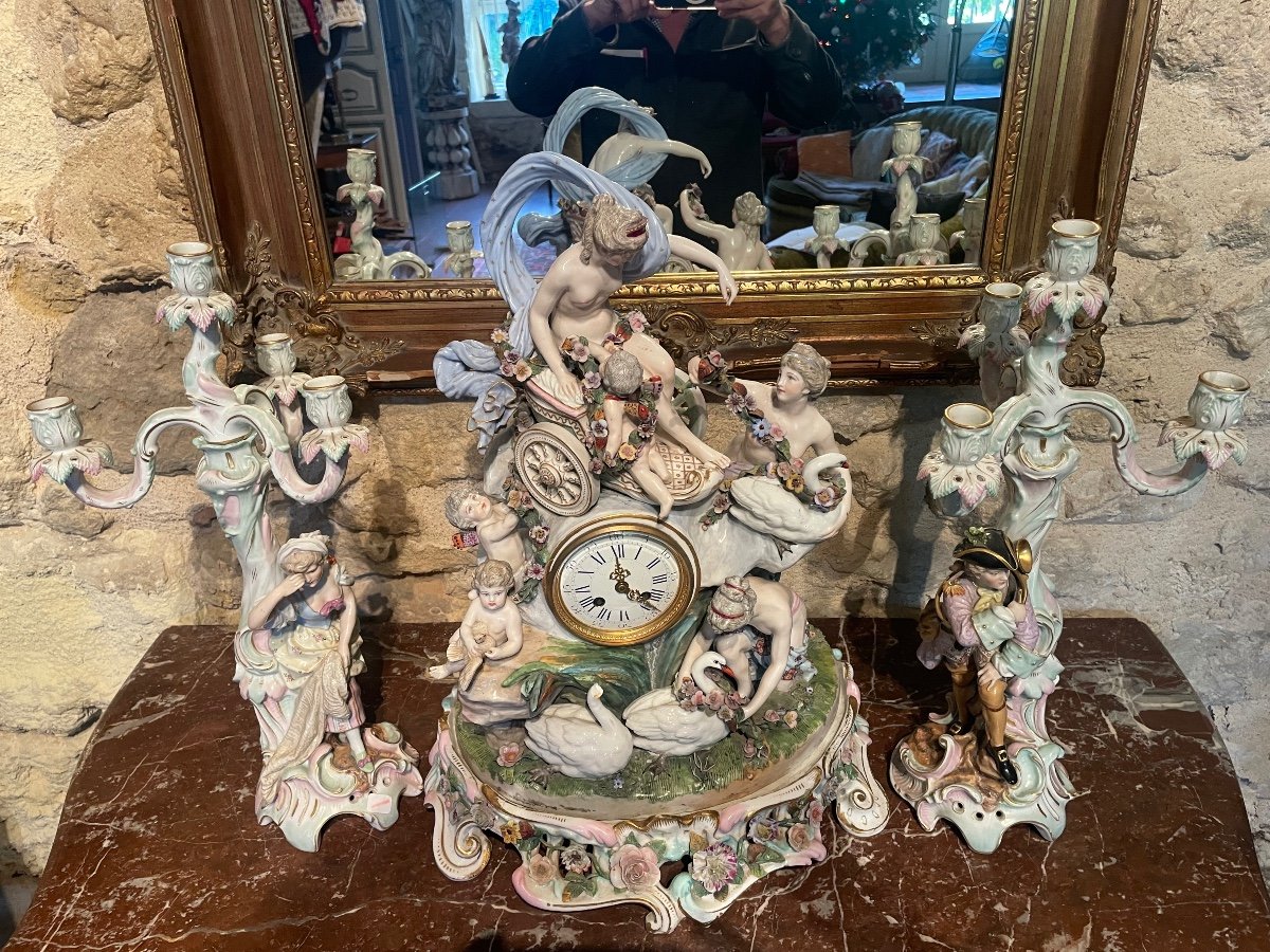 Exceptional 19th Century German Porcelain Fireplace Trim 
