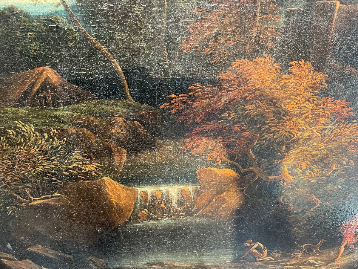 Huile Sur Toile Représentant La Fuite En égypte Vers 1700-photo-2
