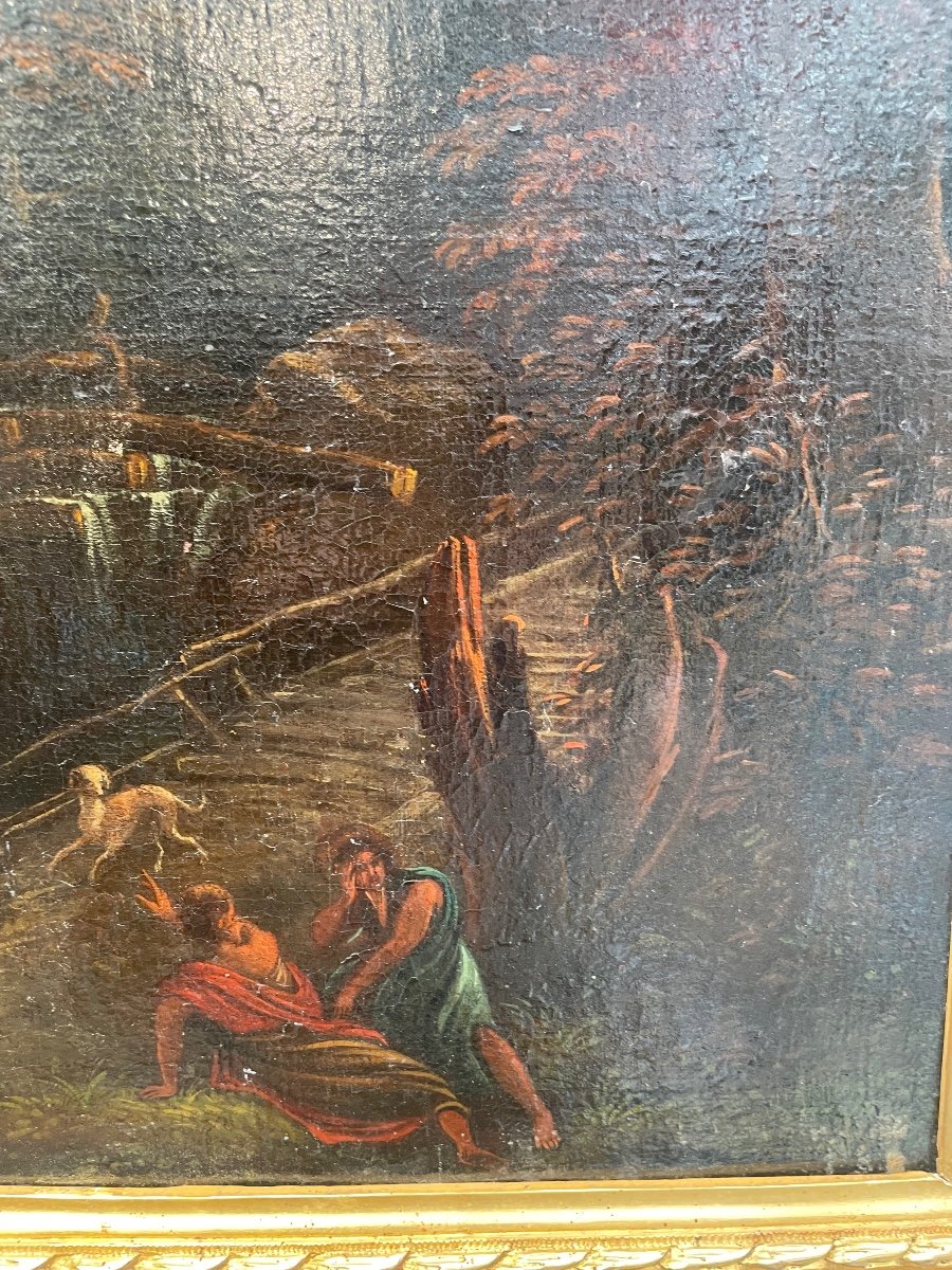 Huile Sur Toile Représentant La Fuite En égypte Vers 1700-photo-7