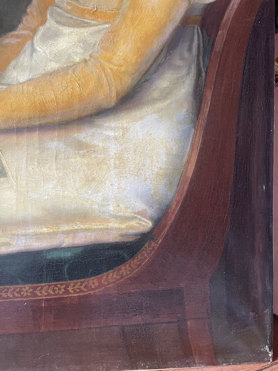 Oil On Canvas Depicting A Young Woman Reading, Circa 1830-photo-3
