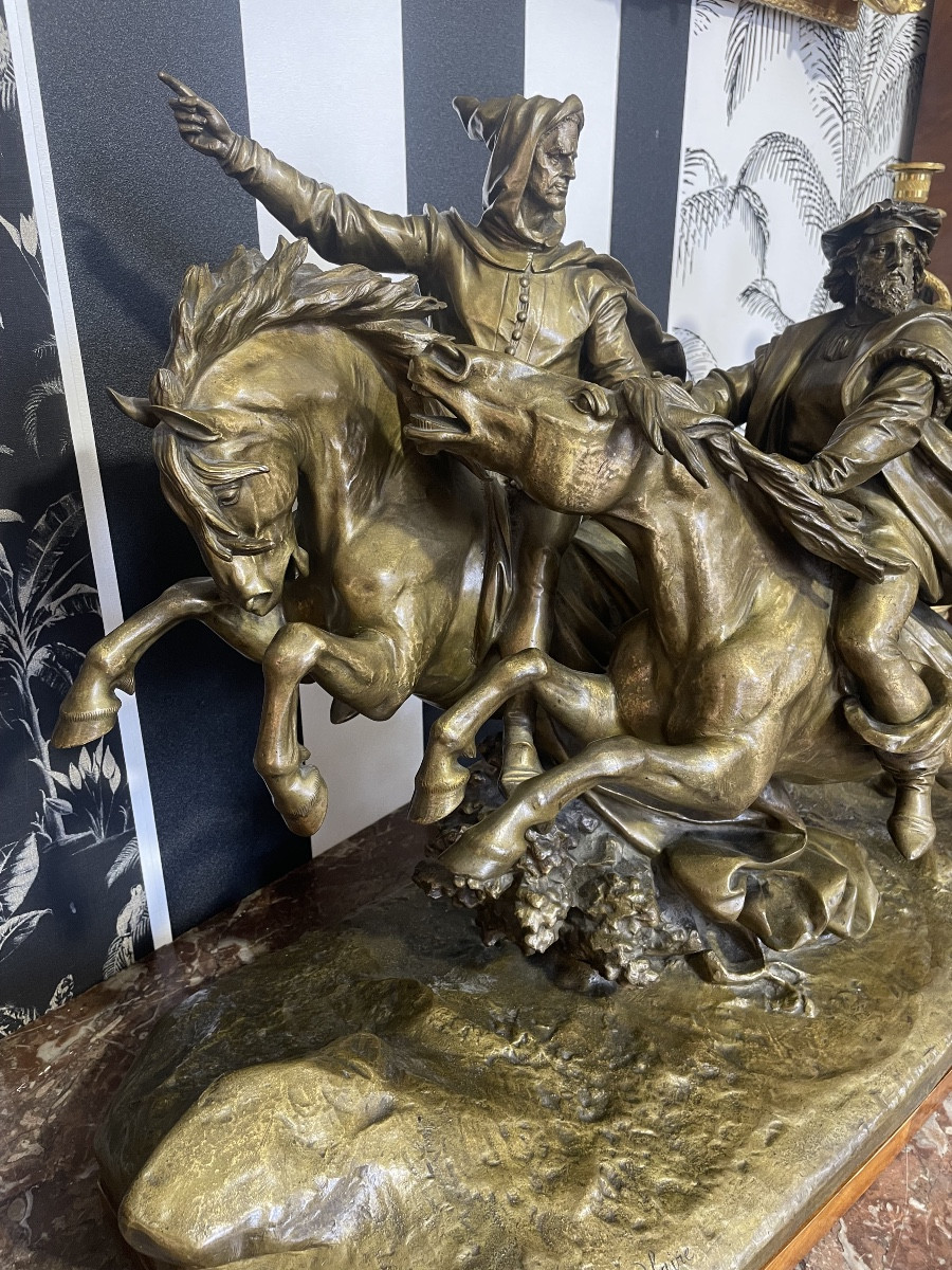 Énorme bronze représentant Faust et Méphisto chevauchant signé G. Radlaire -photo-2