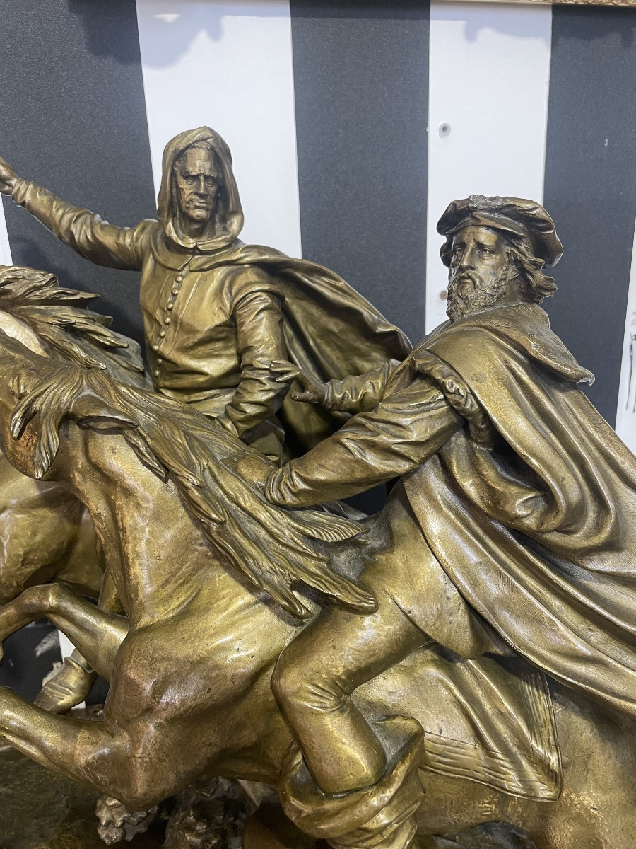 Énorme bronze représentant Faust et Méphisto chevauchant signé G. Radlaire -photo-3