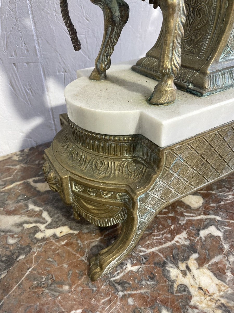 Neoclassical Marble And Bronze Clock From The 19th Century -photo-5
