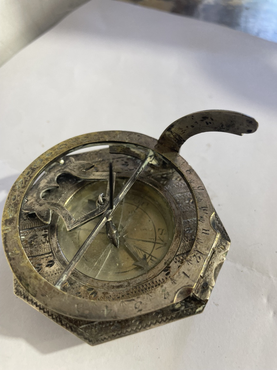 18th Century Silver-plated Bronze Sundial -photo-4