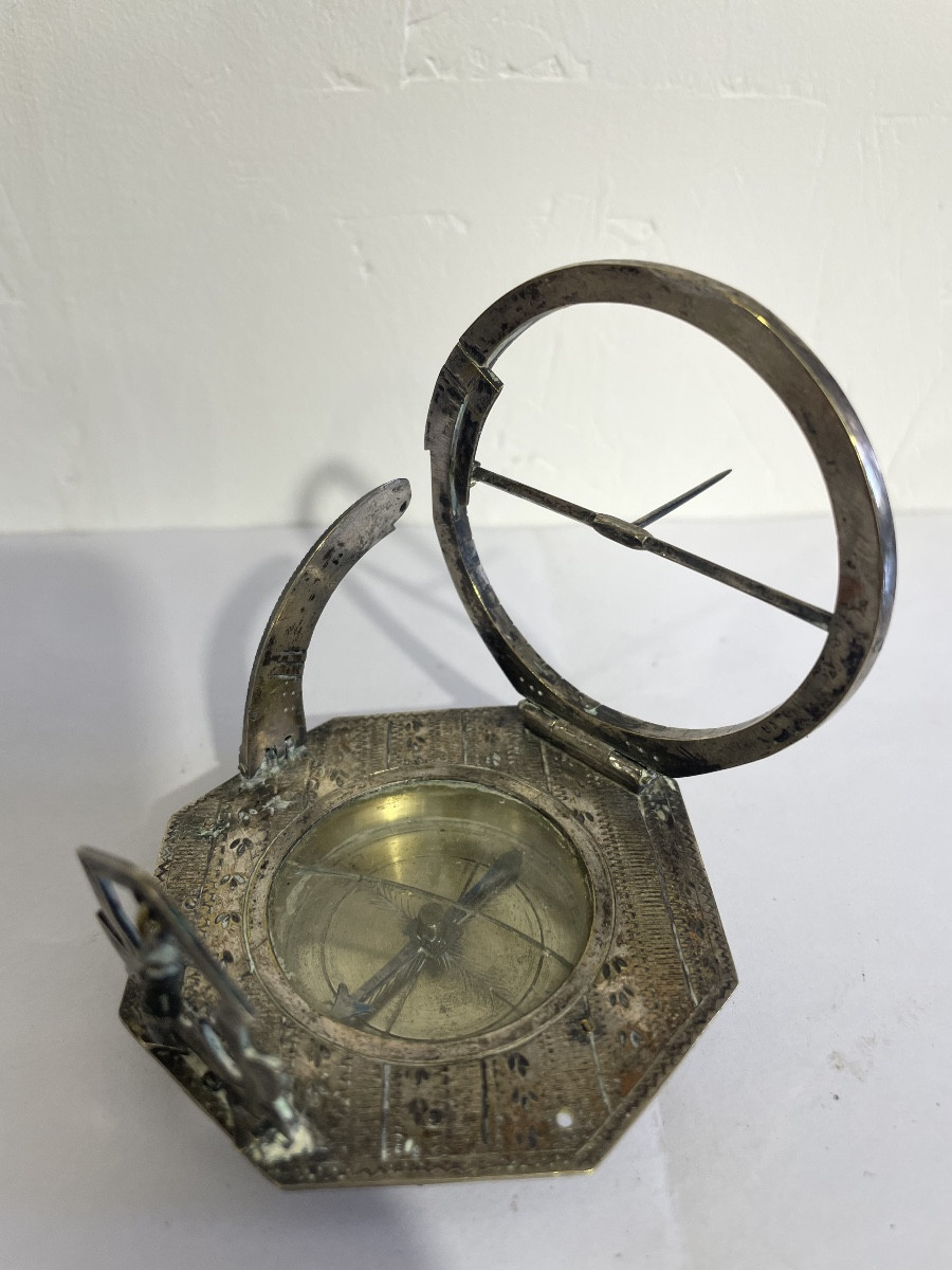 18th Century Silver-plated Bronze Sundial 