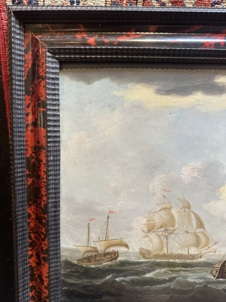 Marine Painting Signed W. Vitringa - Dutch School From The Early 18th Century -photo-3