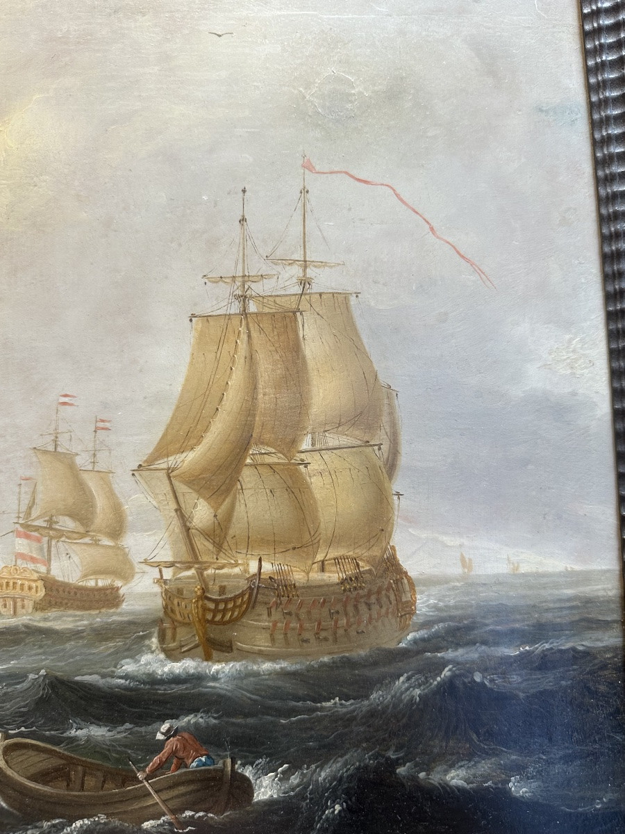 Marine Painting Signed W. Vitringa - Dutch School From The Early 18th Century -photo-2