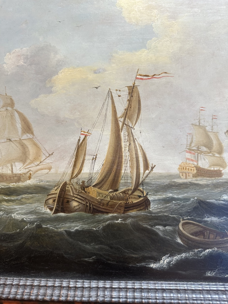 Marine Painting Signed W. Vitringa - Dutch School From The Early 18th Century -photo-4