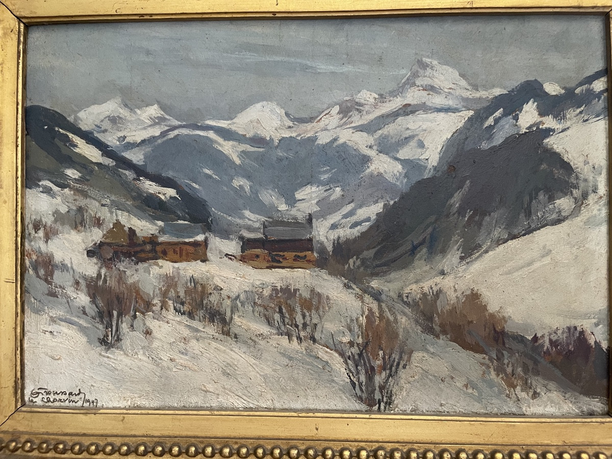 Snowy Valley Landscape By Hg Troussart (1896-1953)-photo-2