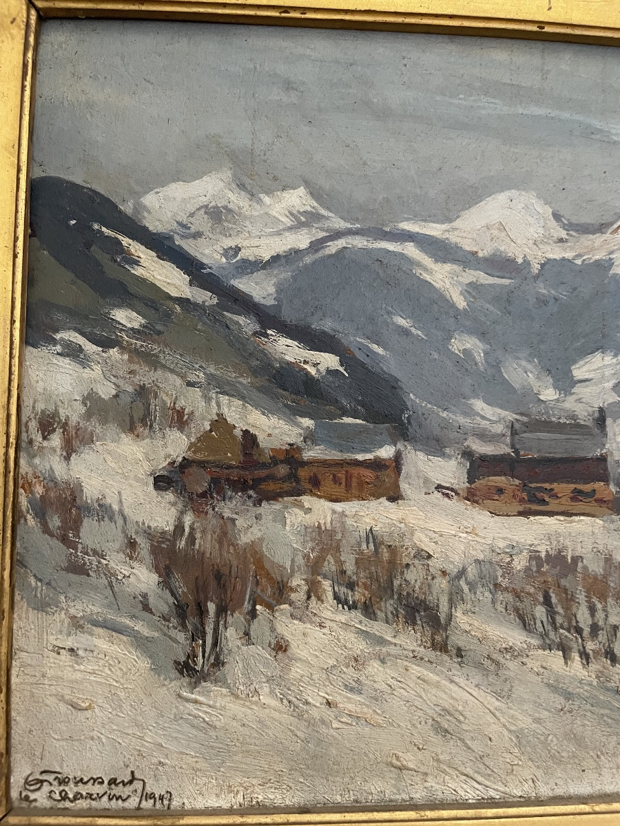 Snowy Valley Landscape By Hg Troussart (1896-1953)-photo-4