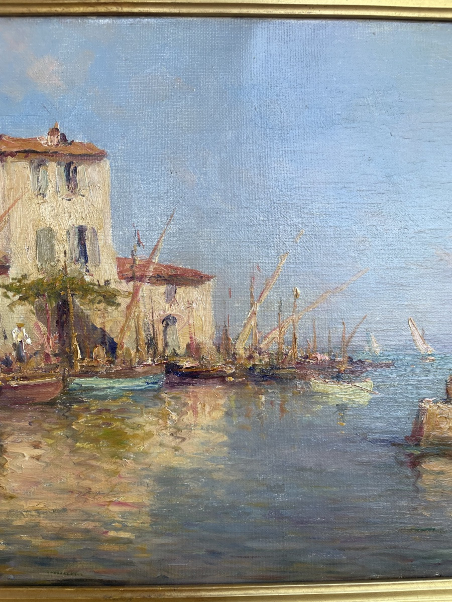 Huile sur toile signée Malfroy représentant les Martigues -photo-2
