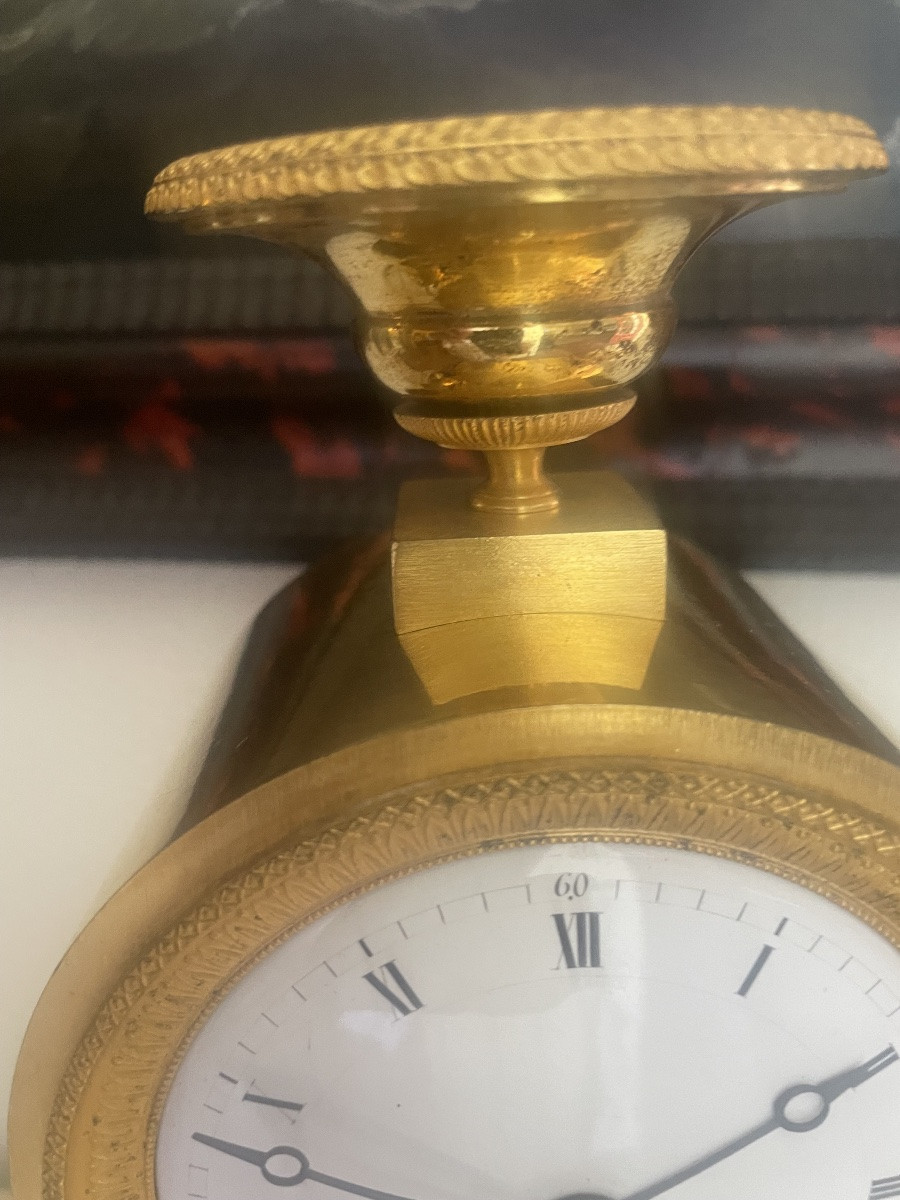 Pendule borne d’époque empire en bronze doré -photo-7