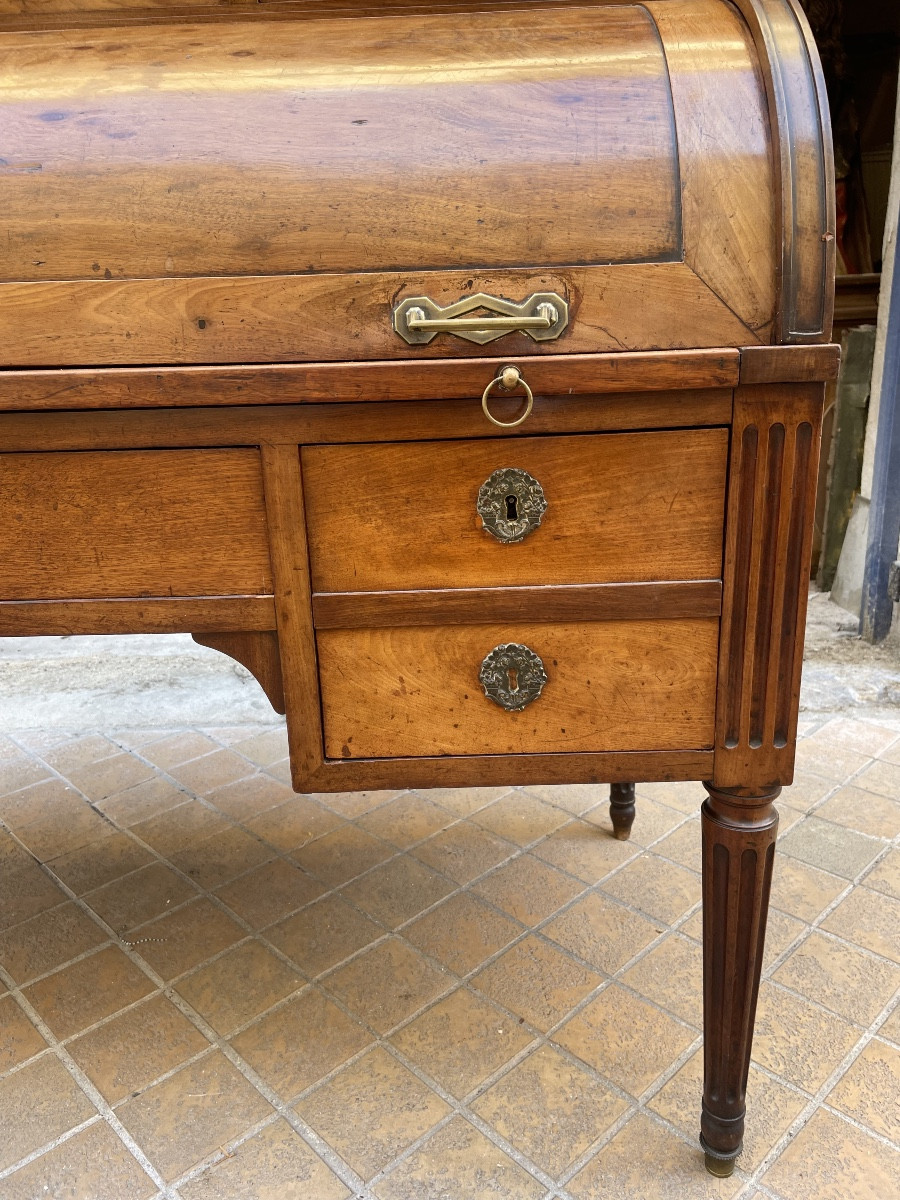 Bureau à cylindre en acajou blond d’époque Louis XVI -photo-2