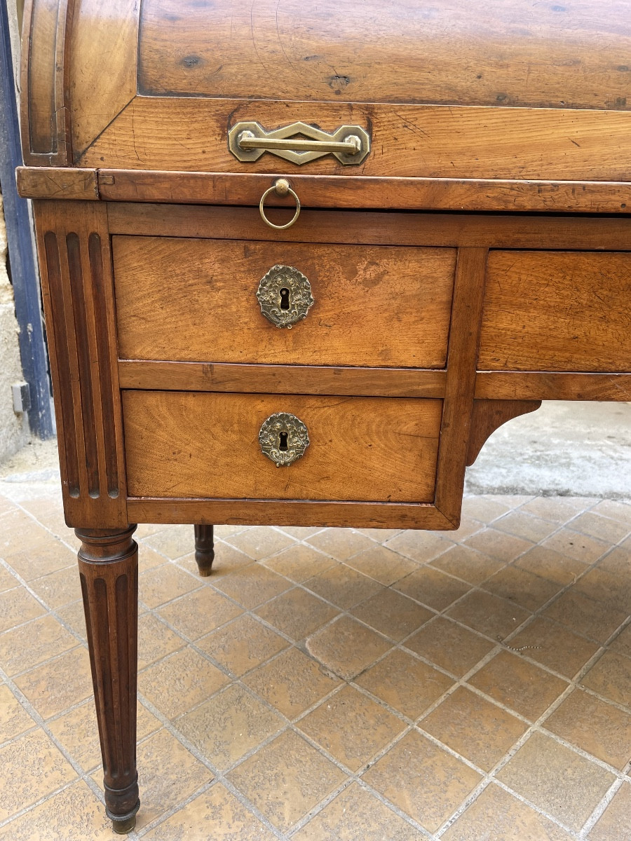 Bureau à cylindre en acajou blond d’époque Louis XVI -photo-3