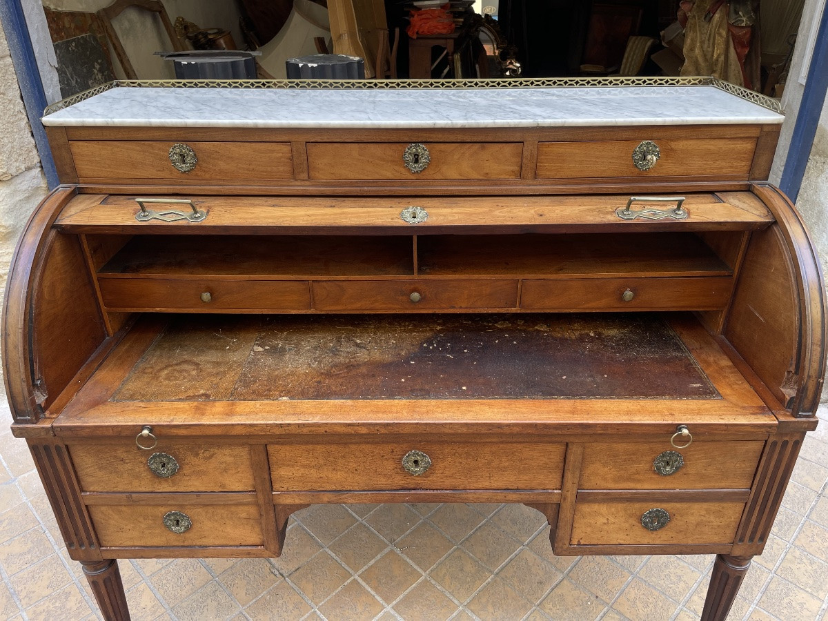 Bureau à cylindre en acajou blond d’époque Louis XVI -photo-2