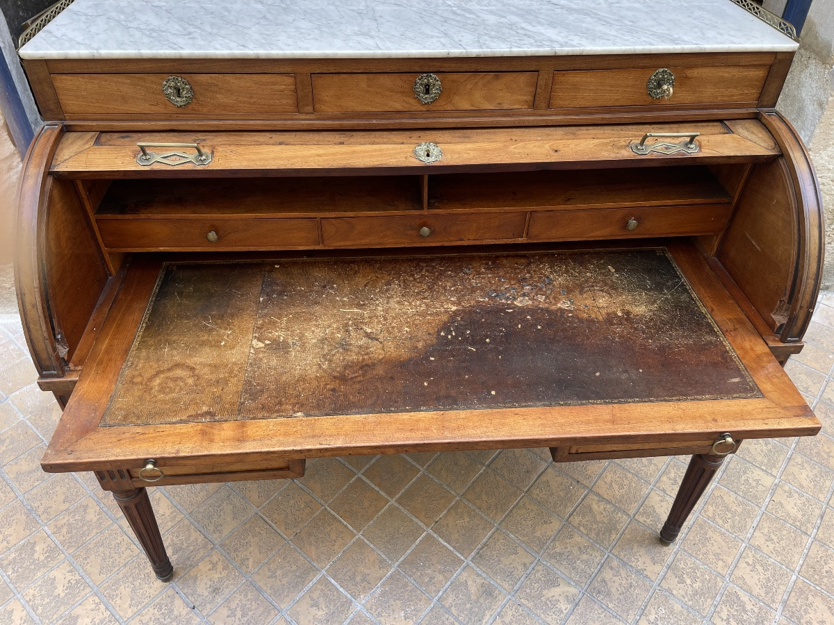 Bureau à cylindre en acajou blond d’époque Louis XVI -photo-4