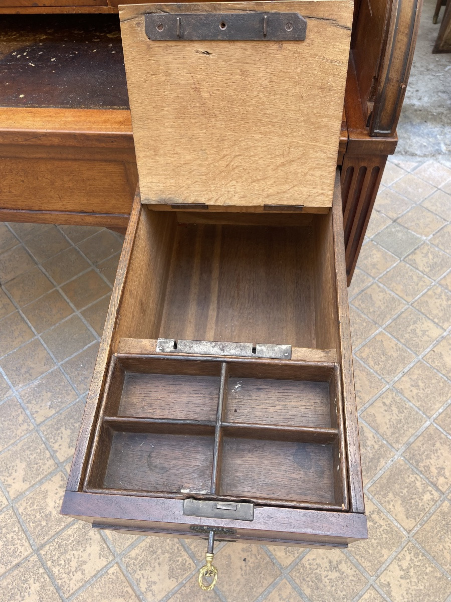 Bureau à cylindre en acajou blond d’époque Louis XVI -photo-5