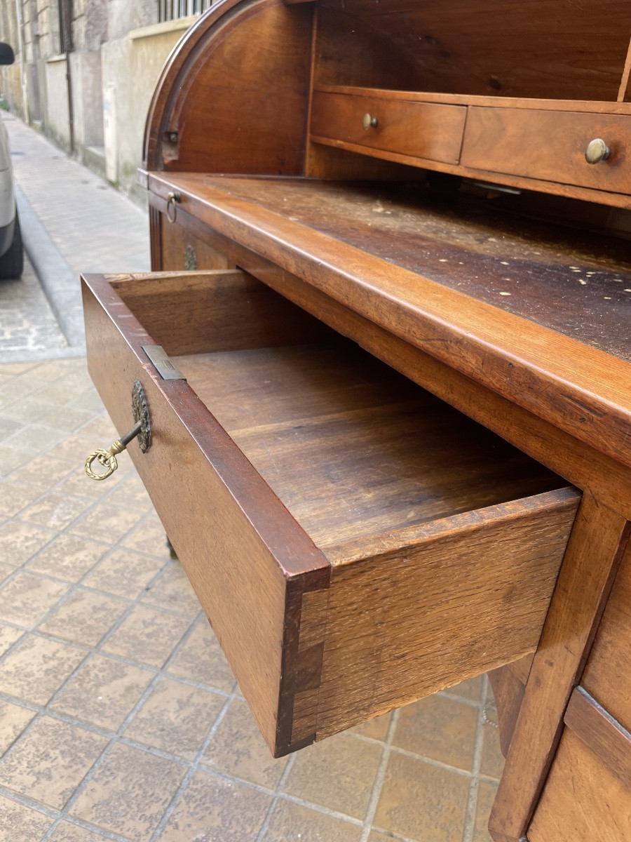 Bureau à cylindre en acajou blond d’époque Louis XVI -photo-6