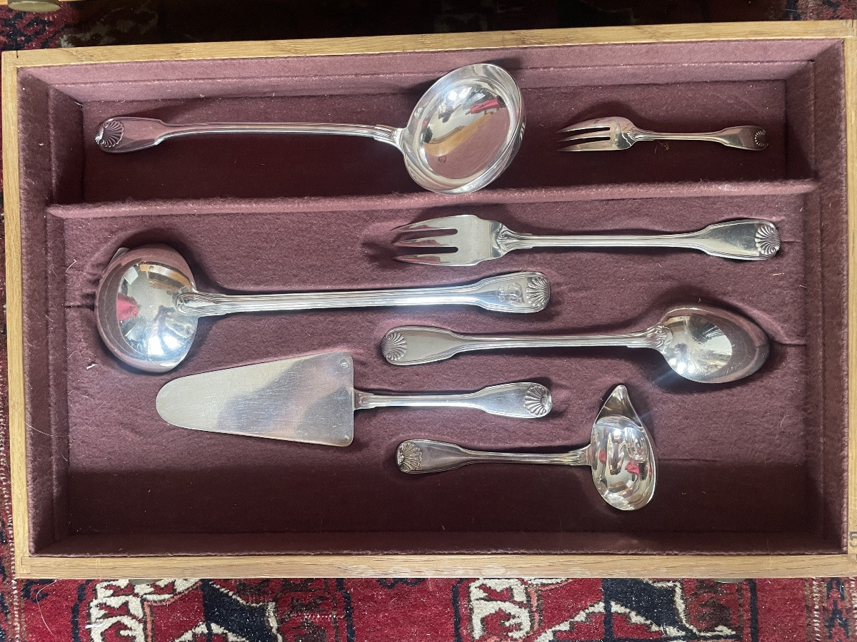 5-drawer Box Containing A Solid Silver Cutlery Set Weighing 10,380 Grams -photo-2