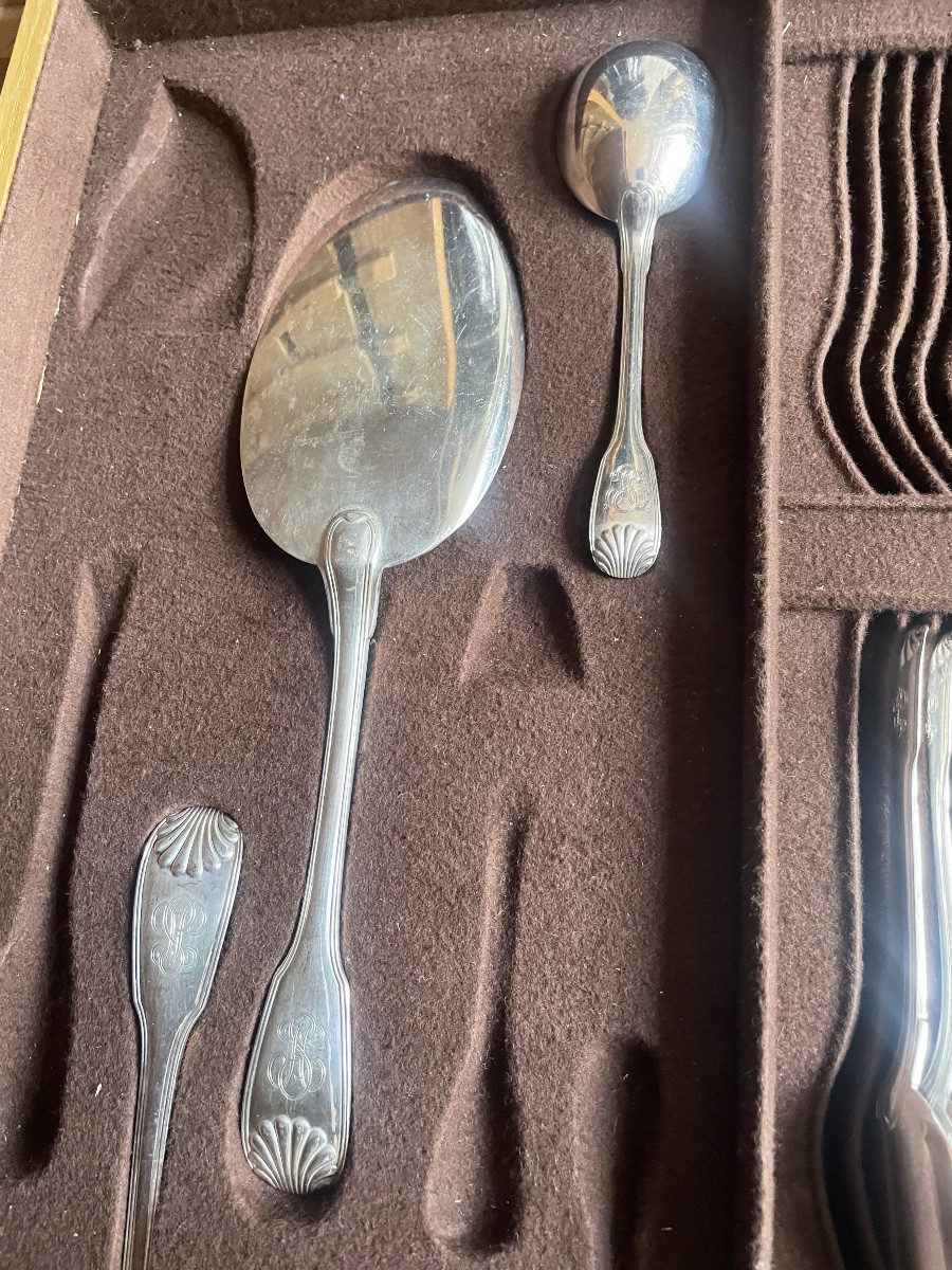 5-drawer Box Containing A Solid Silver Cutlery Set Weighing 10,380 Grams -photo-5