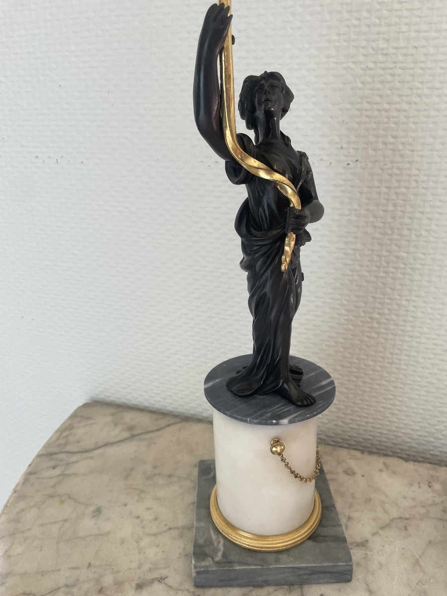 Pair Of Bronze And Marble Candelabras From The Directoire Period -photo-3