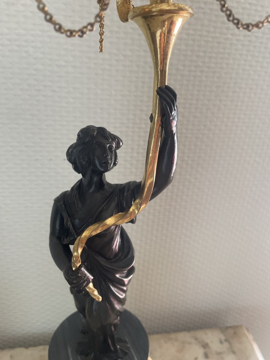 Pair Of Bronze And Marble Candelabras From The Directoire Period -photo-5