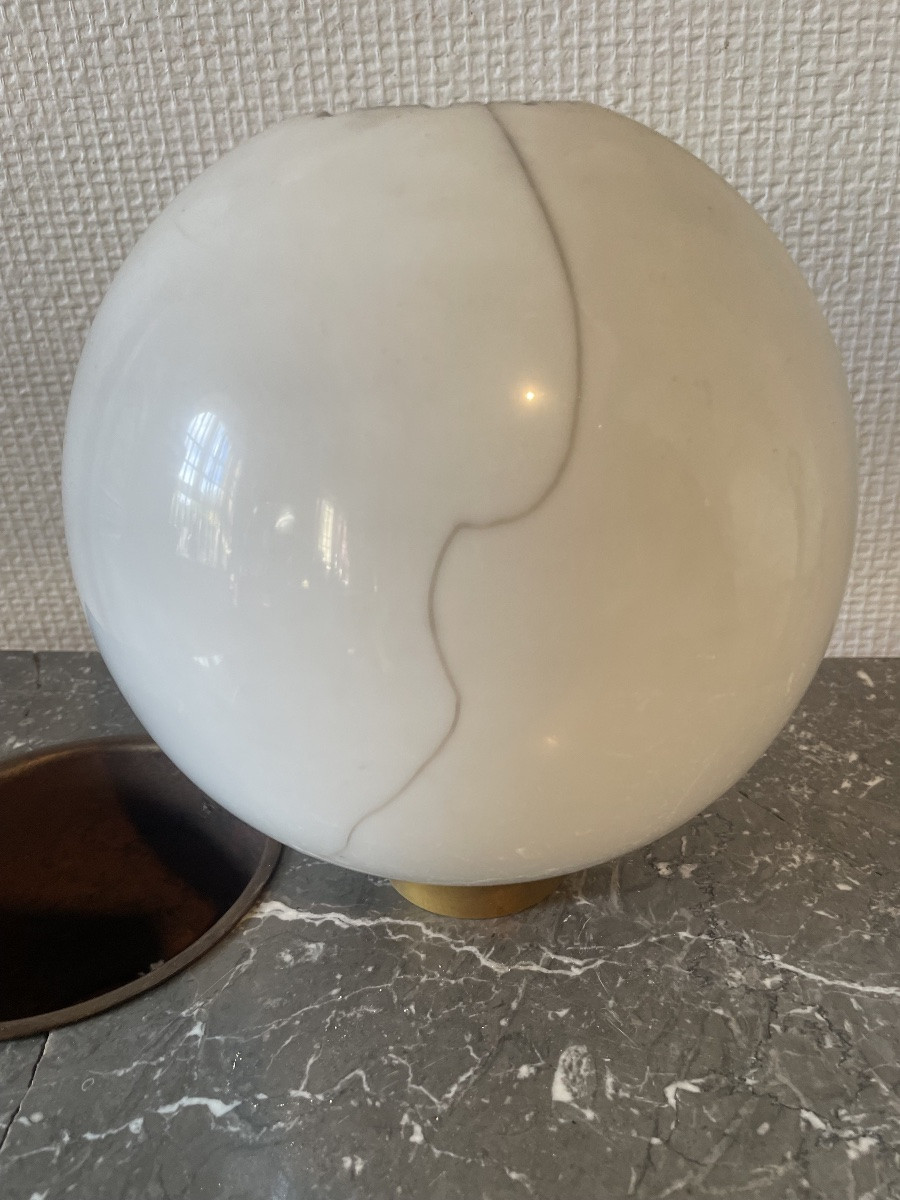 Pair Of Blue Earthenware Oil Lamps Mounted On Gilt Bronze Bases-photo-8