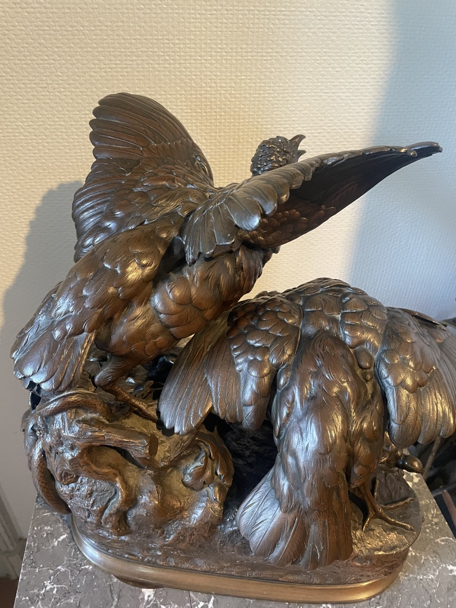 Pair Of Partridges By Alfred Barye-photo-3