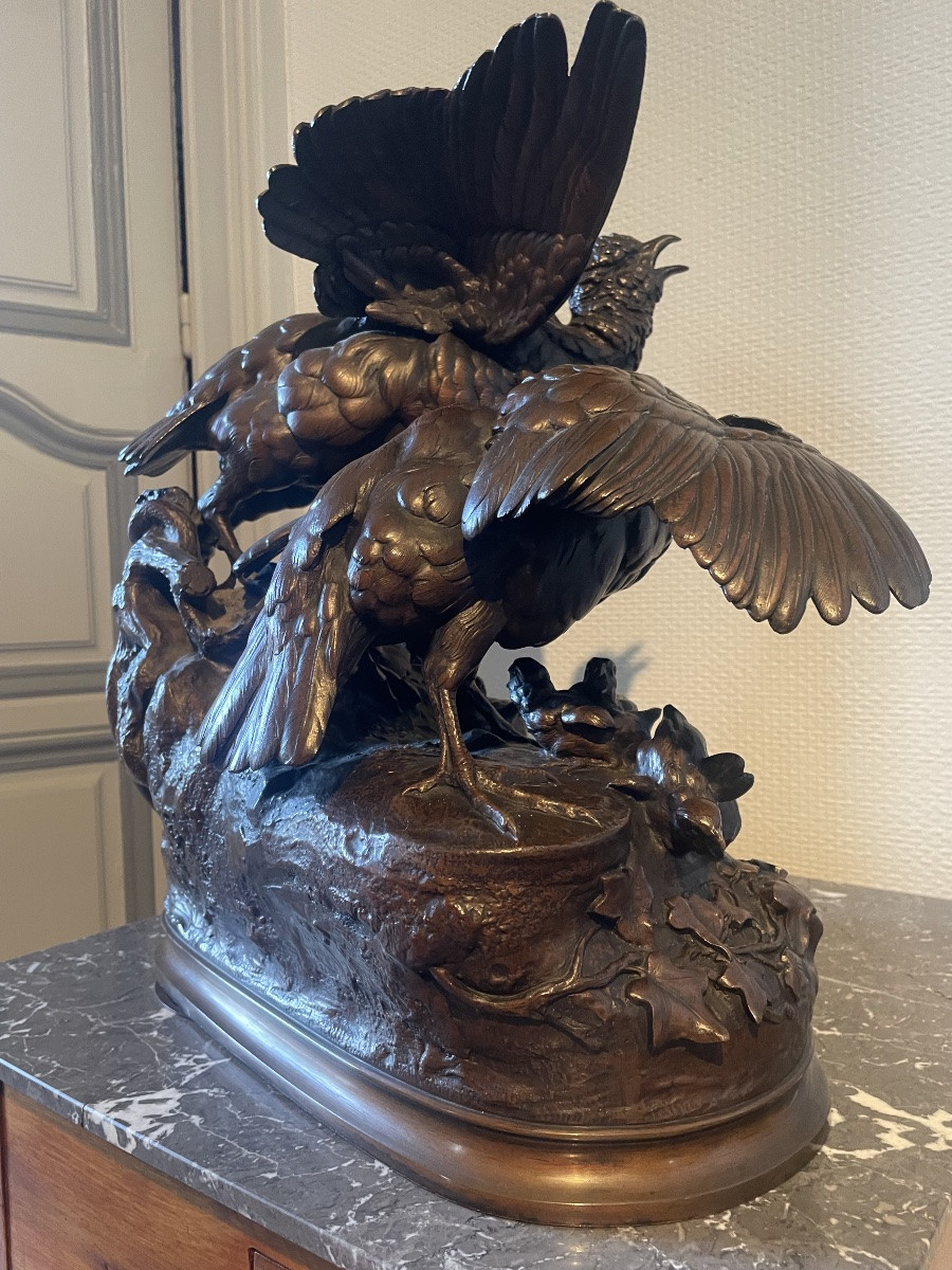 Pair Of Partridges By Alfred Barye-photo-5