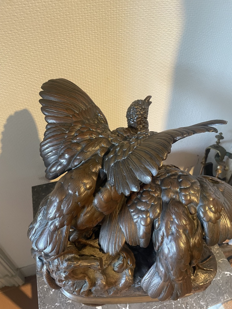 Pair Of Partridges By Alfred Barye-photo-6