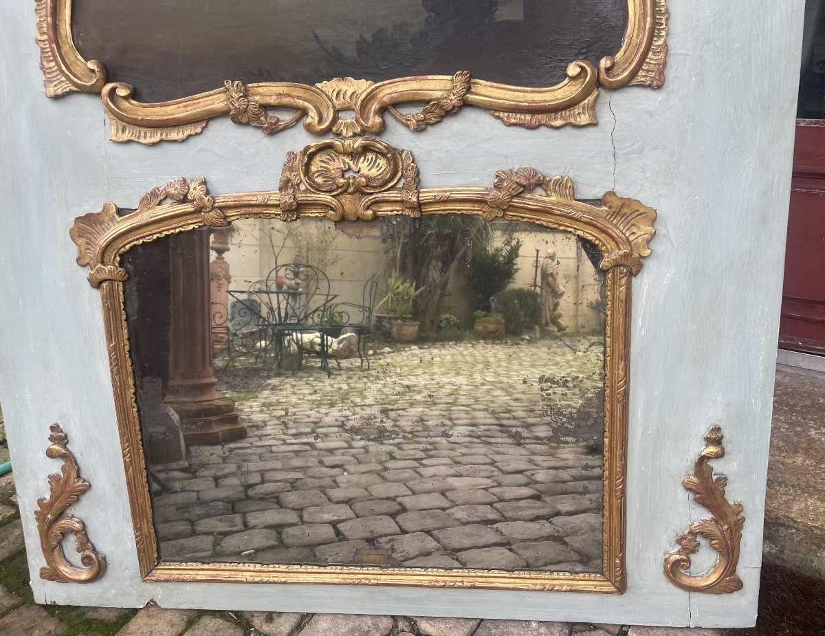  Louis XV Period Overmantel Mirror With A Gallant Scene Decoration -photo-2