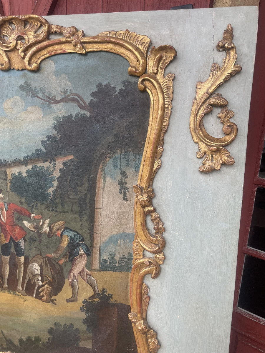  Louis XV Period Overmantel Mirror With A Gallant Scene Decoration -photo-4