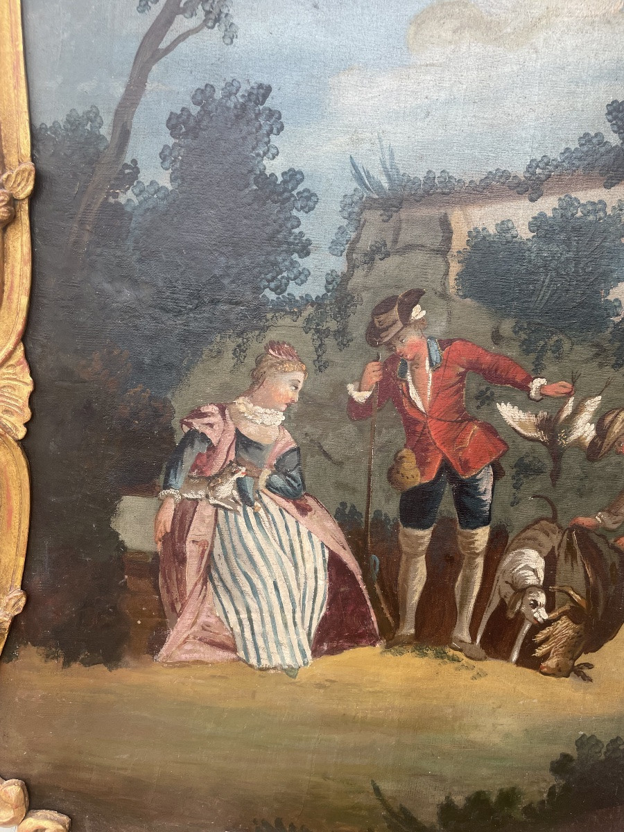  Louis XV Period Overmantel Mirror With A Gallant Scene Decoration -photo-3