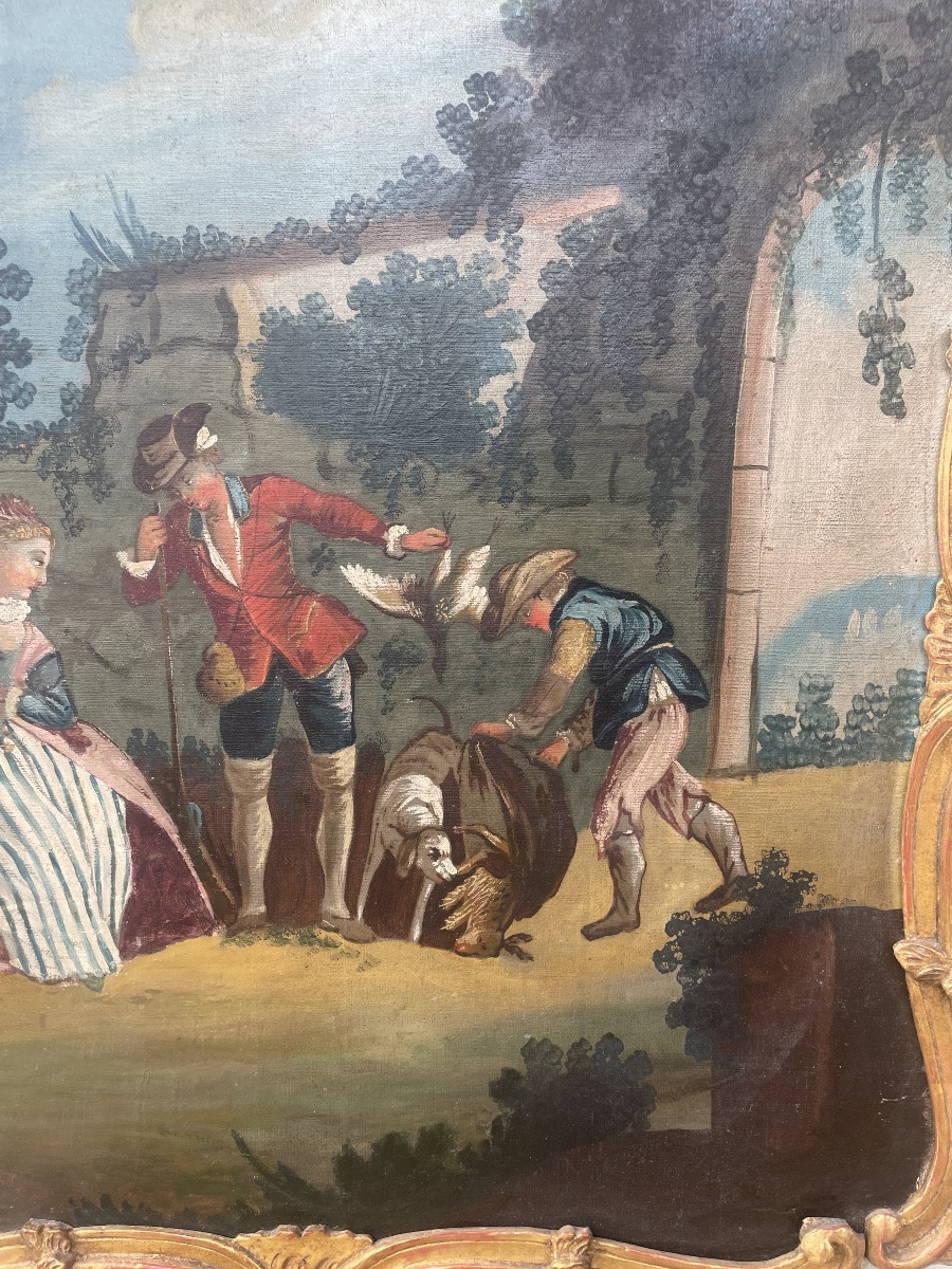  Louis XV Period Overmantel Mirror With A Gallant Scene Decoration -photo-4