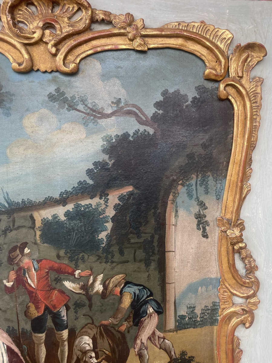  Louis XV Period Overmantel Mirror With A Gallant Scene Decoration -photo-5