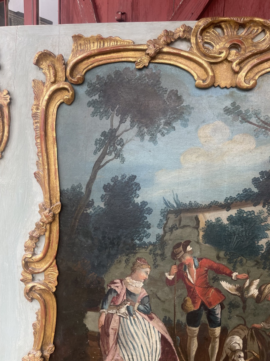  Louis XV Period Overmantel Mirror With A Gallant Scene Decoration -photo-6