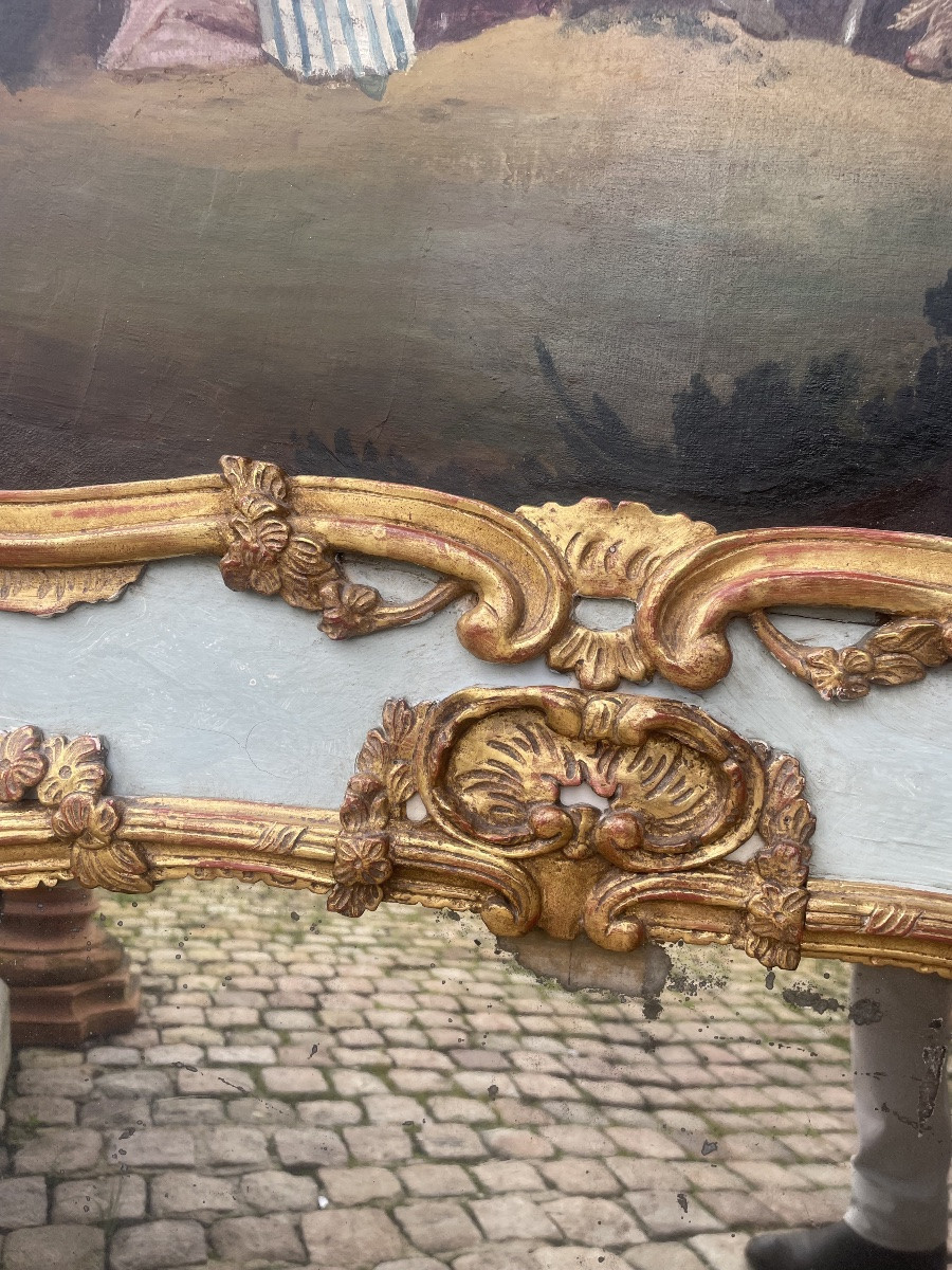  Louis XV Period Overmantel Mirror With A Gallant Scene Decoration -photo-7