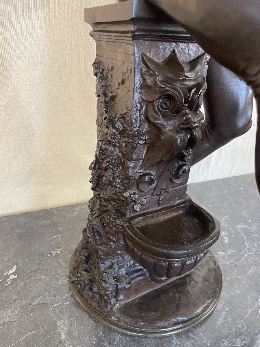 Bronze By Paul Fournier Depicting A Mandolin Player Or Minstrel-photo-1