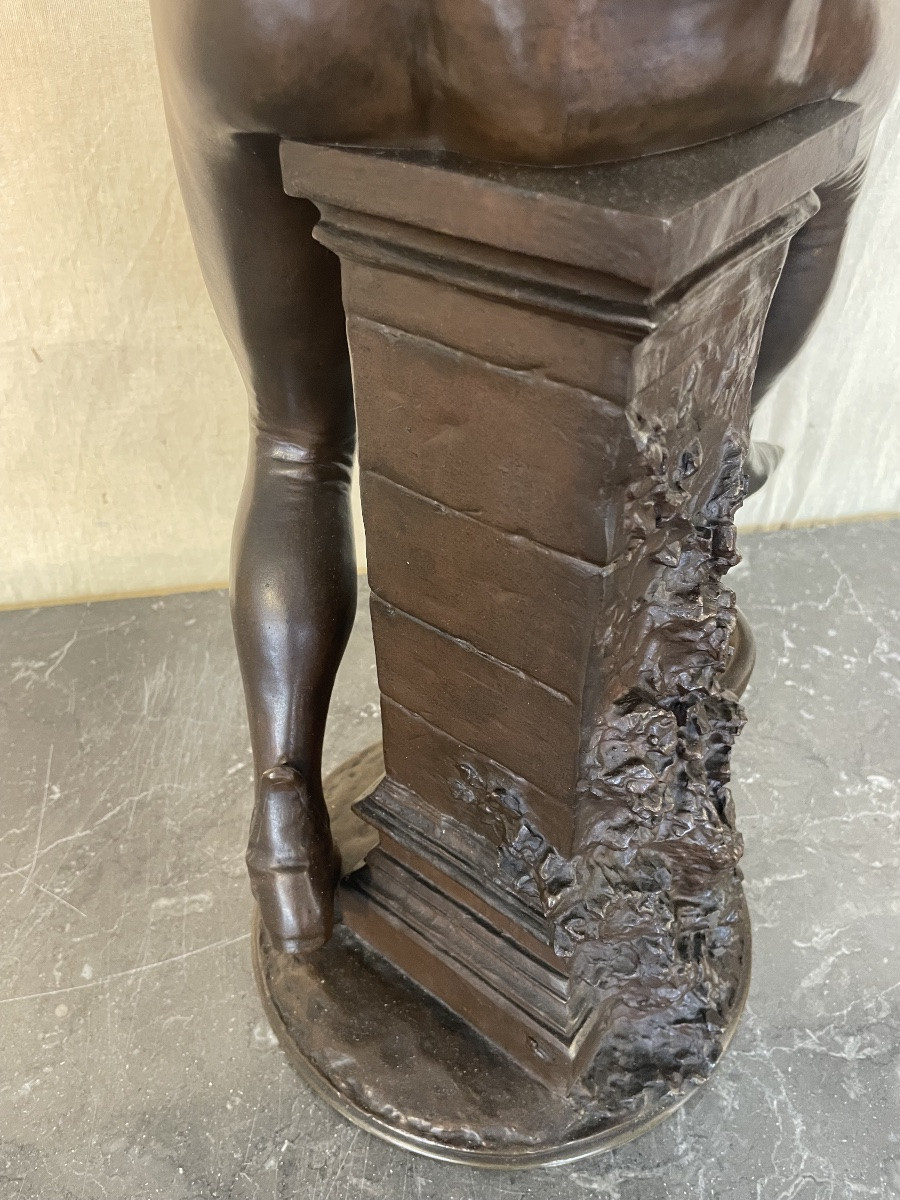 Bronze By Paul Fournier Depicting A Mandolin Player Or Minstrel-photo-6