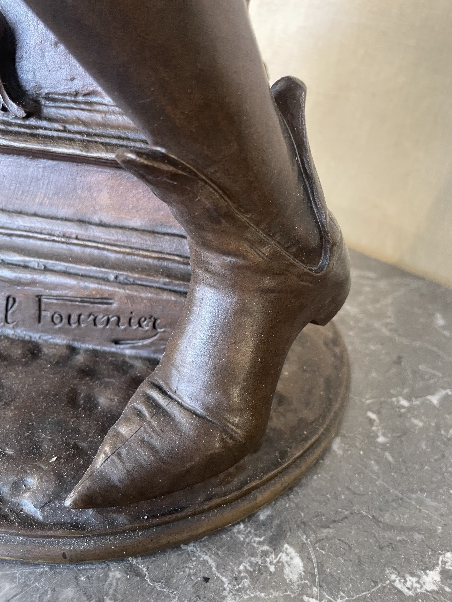 Bronze By Paul Fournier Depicting A Mandolin Player Or Minstrel-photo-8