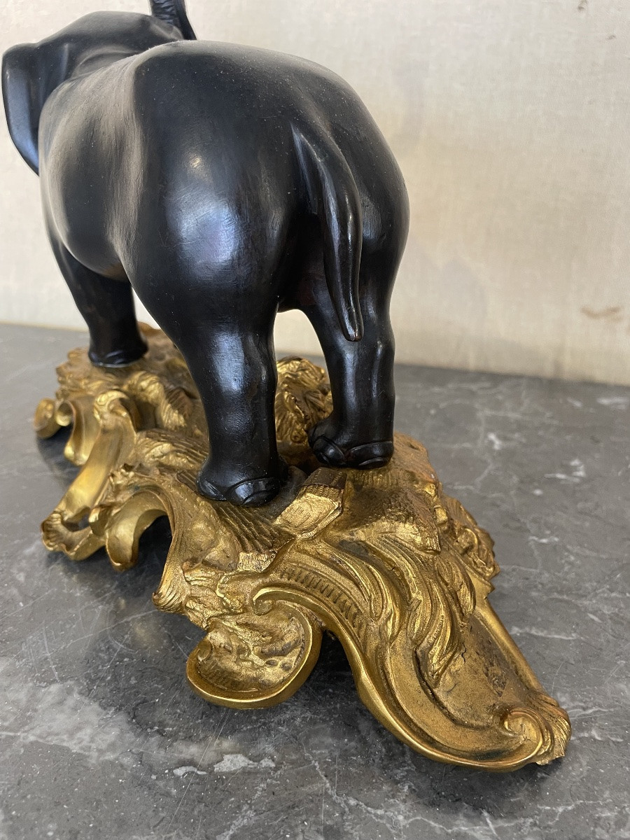 Éléphant en bronze d’époque 18 siècles -photo-5