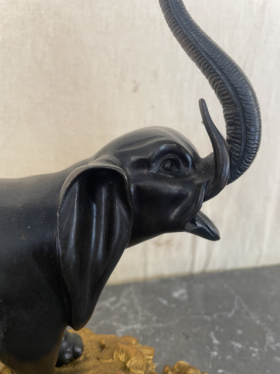 Éléphant en bronze d’époque 18 siècles -photo-8