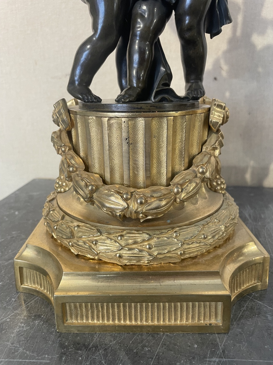 Paire de candélabres en bronze à 2 patines époque Napoléon III -photo-3