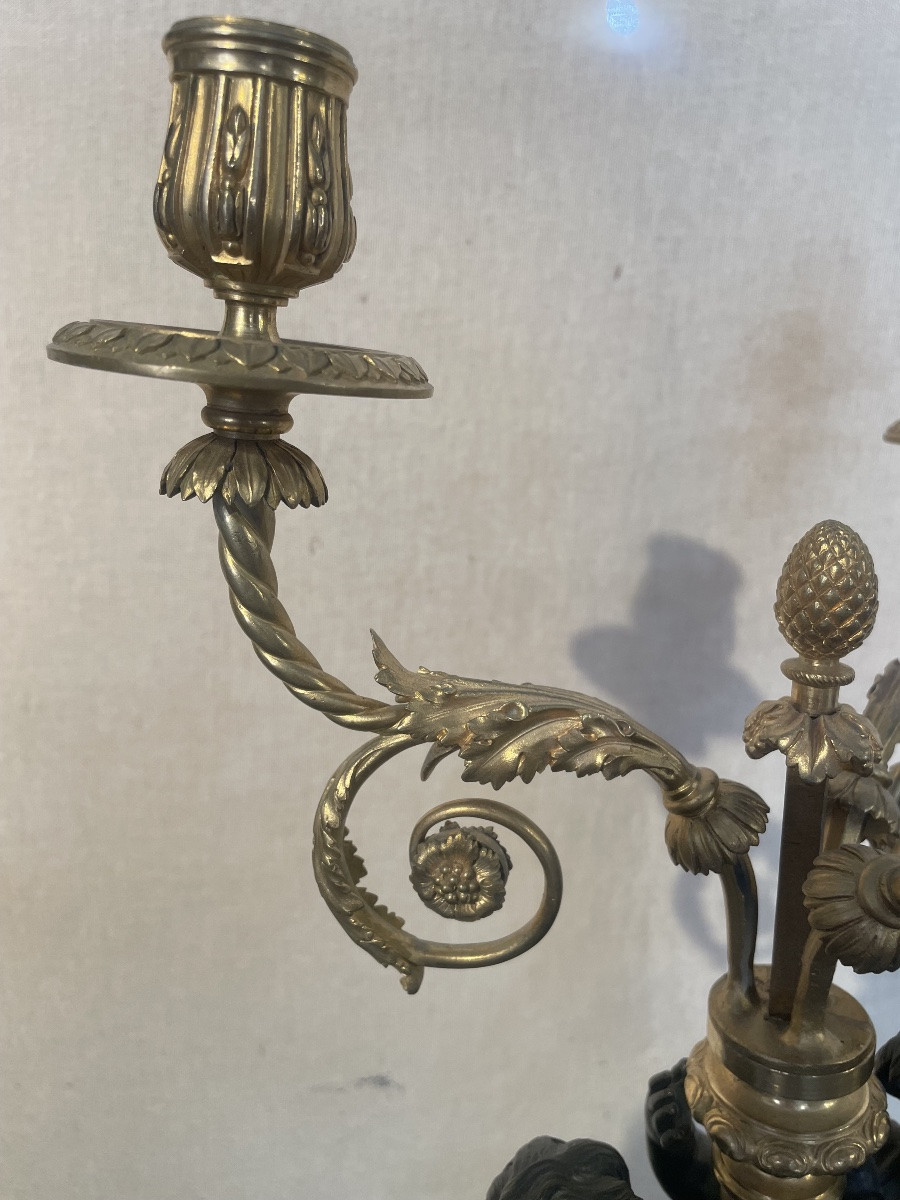 Paire de candélabres en bronze à 2 patines époque Napoléon III -photo-3