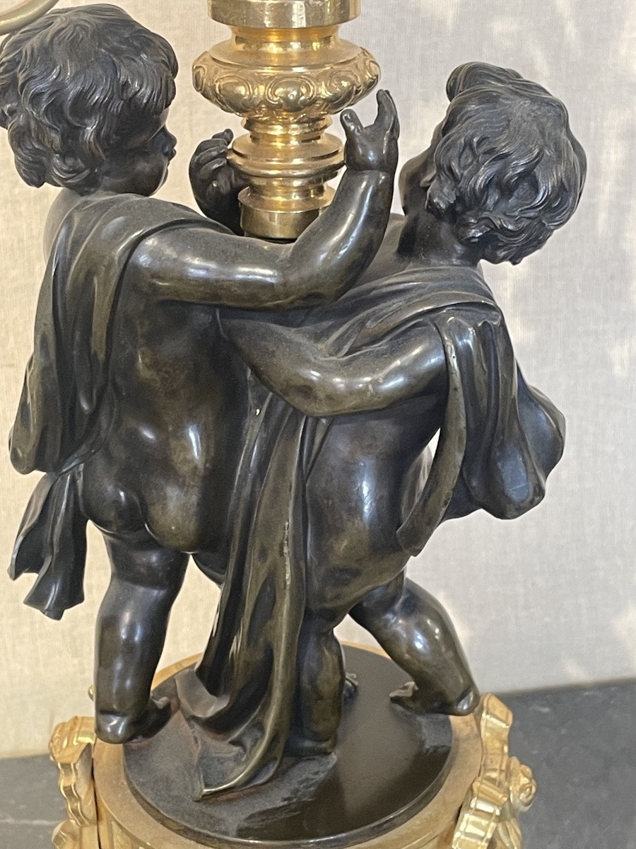 Paire de candélabres en bronze à 2 patines époque Napoléon III -photo-5