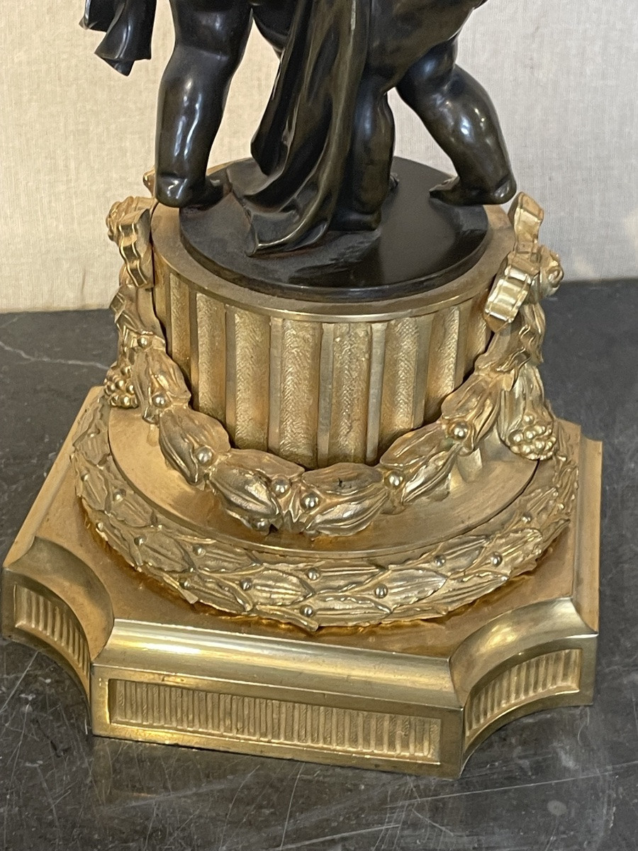 Paire de candélabres en bronze à 2 patines époque Napoléon III -photo-6