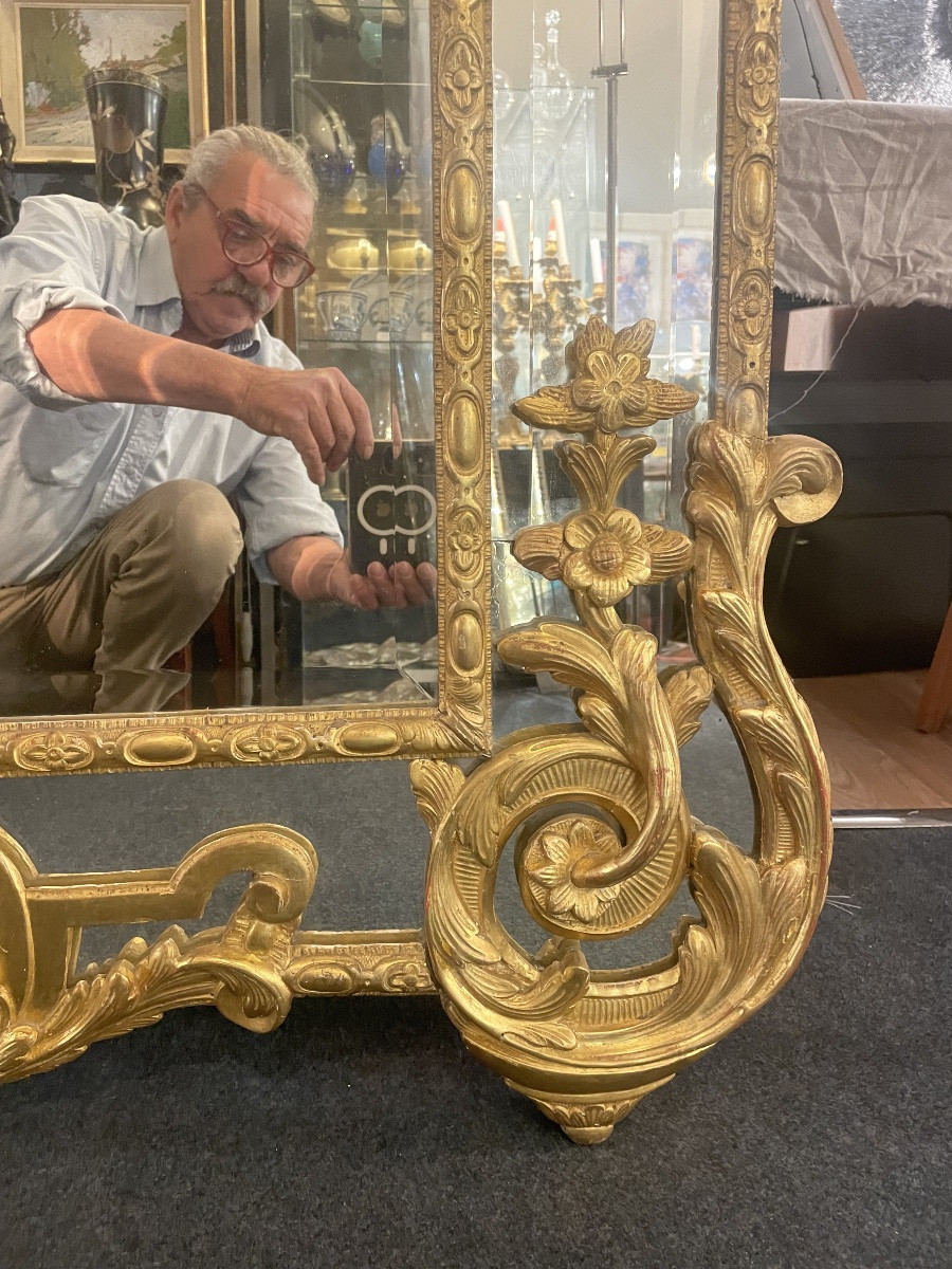 Louis XIV Style Gilded Wood Caryatid Mirror-photo-2