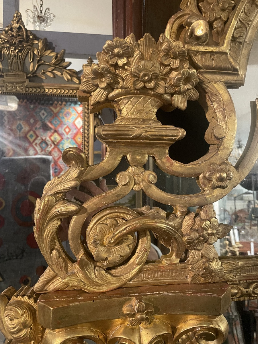 Louis XIV Style Gilded Wood Caryatid Mirror-photo-4