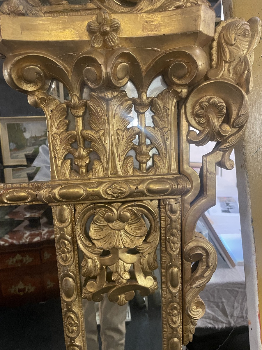 Louis XIV Style Gilded Wood Caryatid Mirror-photo-5