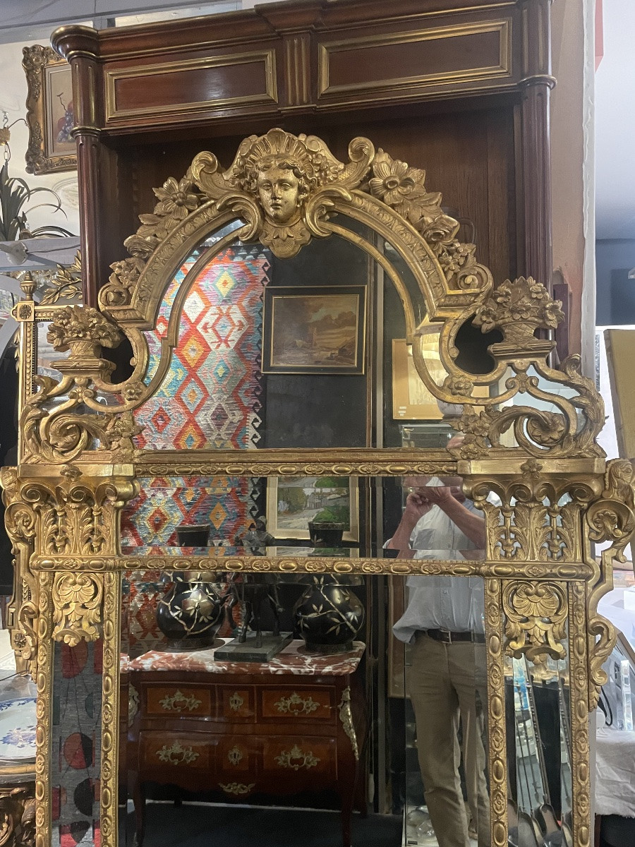 Louis XIV Style Gilded Wood Caryatid Mirror-photo-6